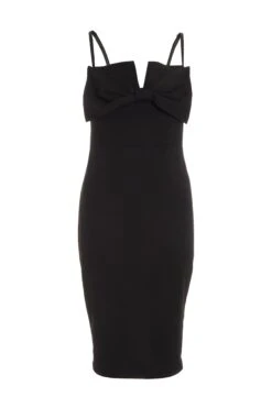 Black Bow Bodycon Midi Dress