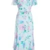 Light Blue Chiffon Floral Midaxi Dress