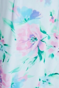 Light Blue Chiffon Floral Midaxi Dress -Glamourista 00100036504 ZS