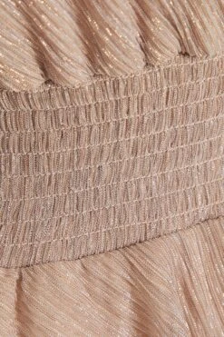 Champagne Chiffon Glitter Tiered Midi Dress -Glamourista 00100036518 ZS