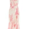 Pink Brush Stroke Frill Midaxi Dress