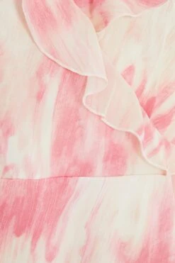 Pink Brush Stroke Frill Midaxi Dress -Glamourista 00100036520 ZS