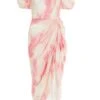 Pink Brush Stroke Midi Dress