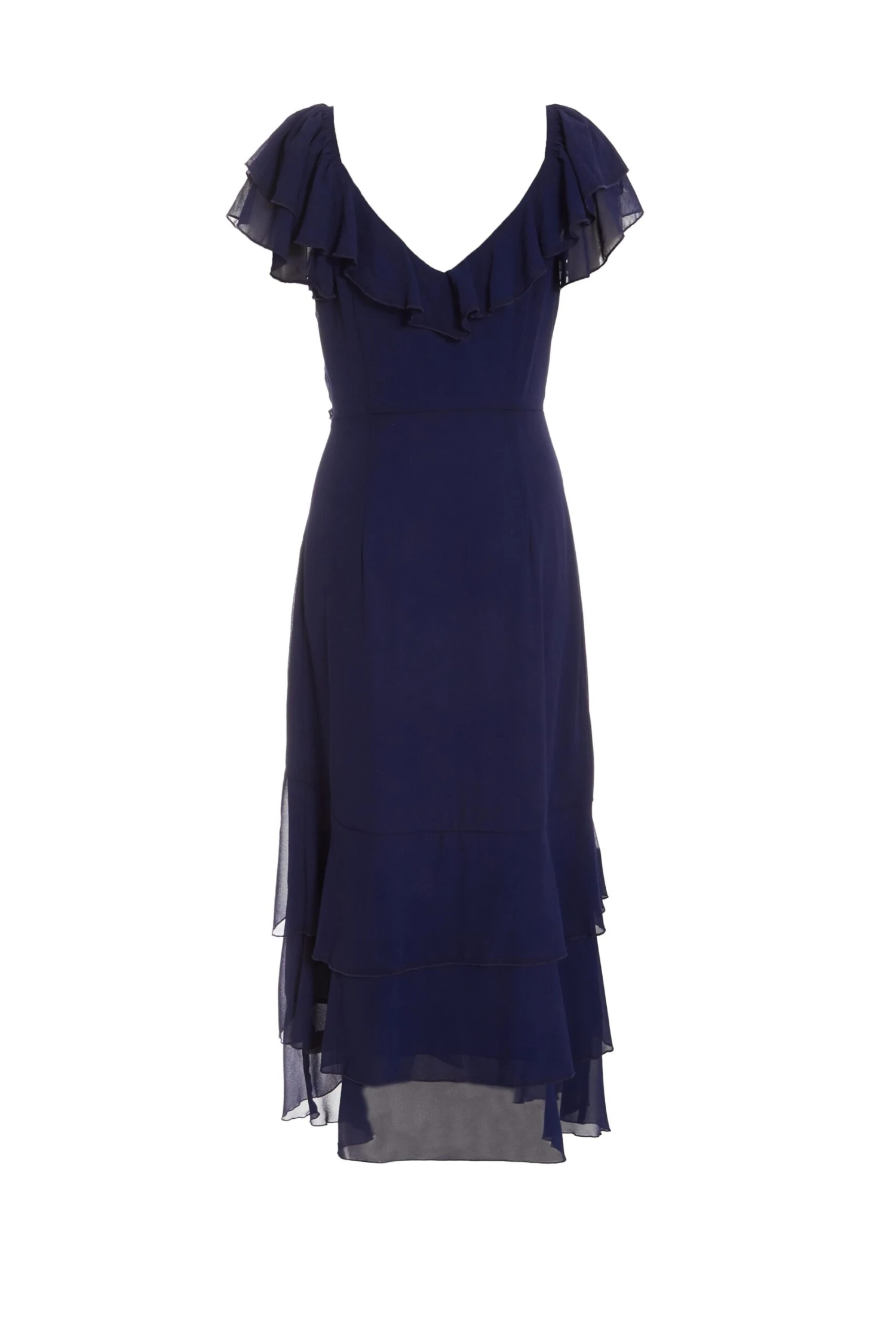 Petite Navy Chiffon Frill Maxi Dress 5 Petite Navy Chiffon Frill Maxi Dress - Image 5