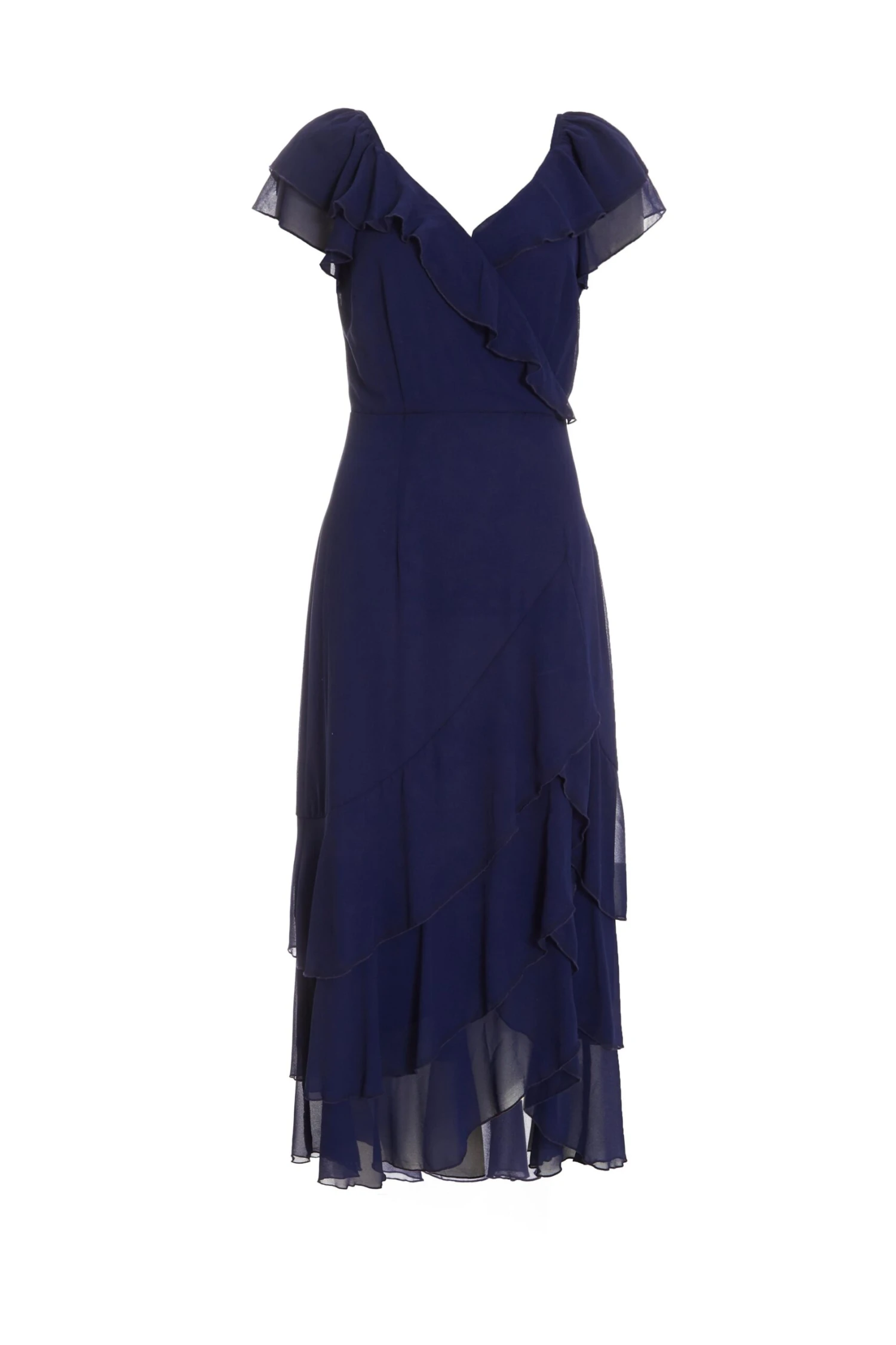 Petite Navy Chiffon Frill Maxi Dress 1 Petite Navy Chiffon Frill Maxi Dress
