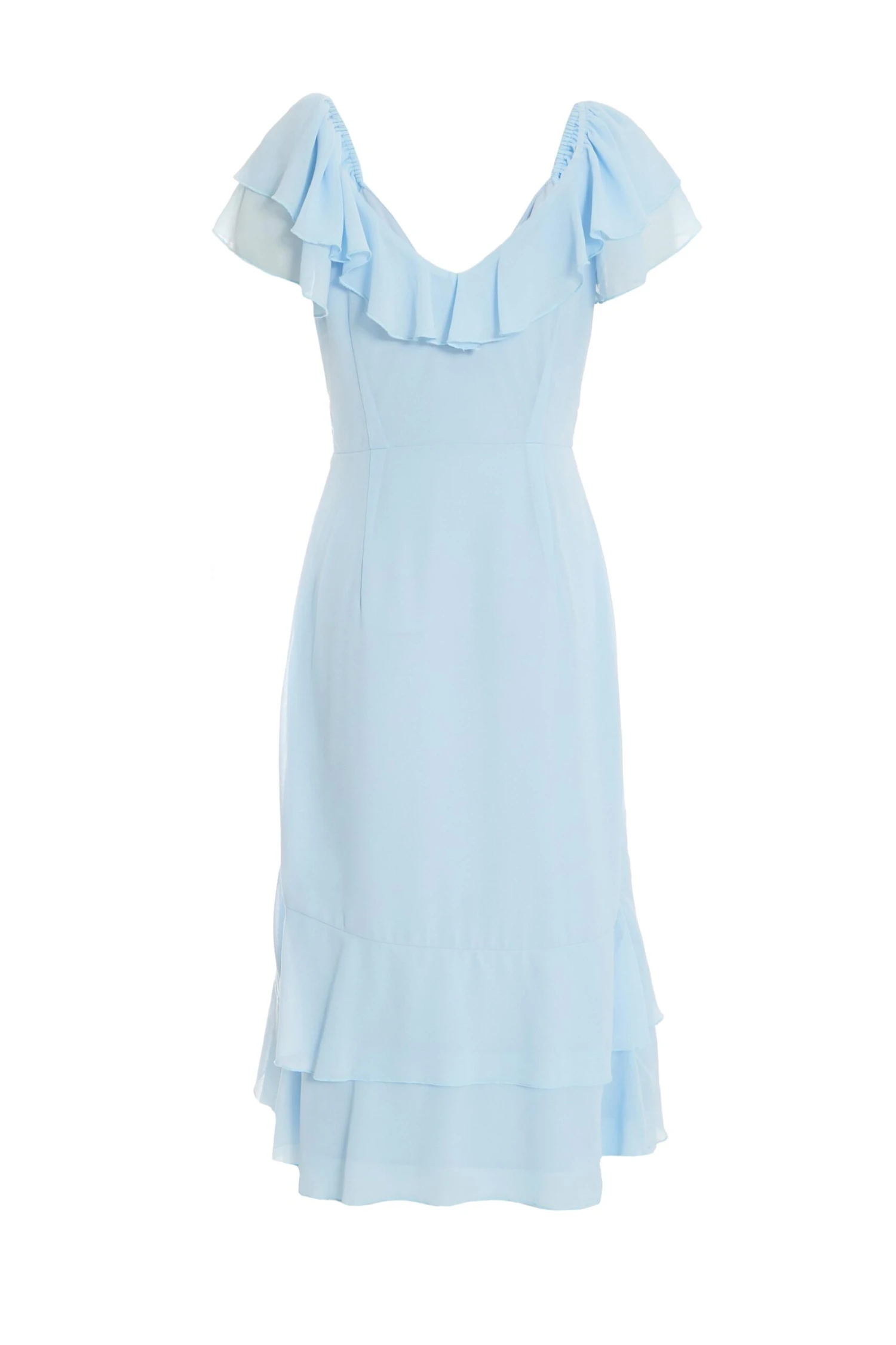 Petite Light Blue Chiffon Frill Maxi Dress 5 Petite Light Blue Chiffon Frill Maxi Dress - Image 5