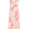 Petite Pink Brush Stroke Frill Midaxi Dress