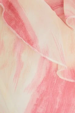 Petite Pink Brush Stroke Frill Midaxi Dress -Glamourista 00100036543 ZS