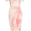Petite Pink Brush Stroke Bardot Midi Dress