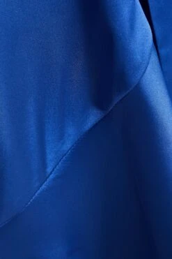 Curve Blue Satin Wrap Midi Dress -Glamourista 00100036546 ZS