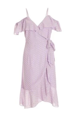 Petite Lilac Chiffon Foil Midi Dress