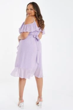 Curve Lilac Chiffon Foil Midi Dress -Glamourista 00100036551 XB