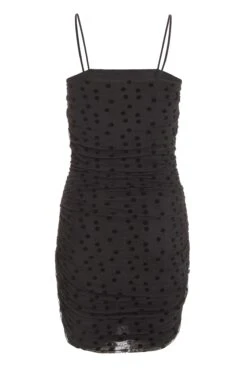 Black Polka Dot Bodycon Mini Dress -Glamourista 00100036559 ZB