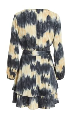 Champagne Satin Marble Print Wrap Mini Dress -Glamourista 00100036592 ZB