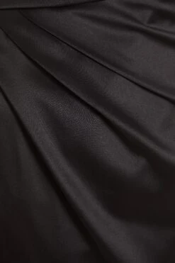 Black Satin One Shoulder Midi Dress -Glamourista 00100036593 ZS