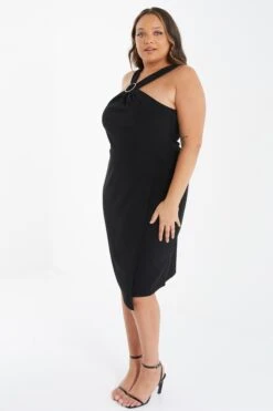 Curve Black Wrap Diamante Midi Dress -Glamourista 00100036596 XS