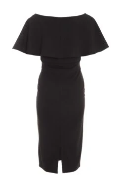 Black Angel Sleeve Wrap Midi Dress -Glamourista 00100036619 ZB