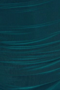 Teal Ruched Long Sleeve Midi Dress -Glamourista 00100036623 ZS
