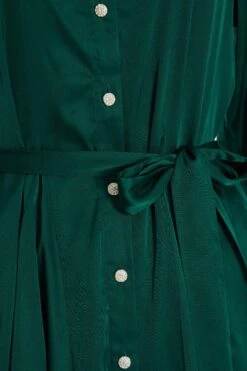 Bottle Green Diamante Shirt Mini Dress -Glamourista 00100036626 ZS
