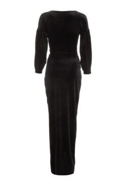Black Velvet Wrap Maxi Dress 10 Black Velvet Wrap Maxi Dress -Glamourista 00100036630 ZB