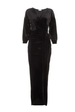 Black Velvet Wrap Maxi Dress