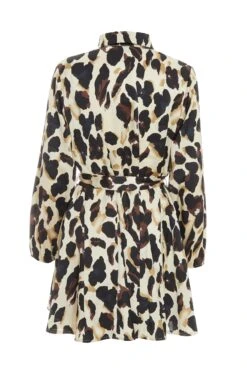 Stone Animal Print Satin Shirt Dress -Glamourista 00100036636 ZB
