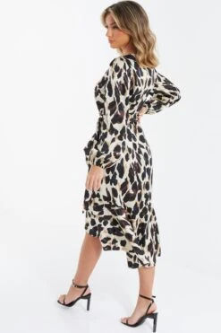 Stone Animal Print Satin Midi Dress 8 Stone Animal Print Satin Midi Dress -Glamourista 00100036637 XB