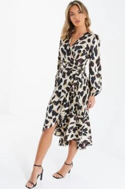 Stone Animal Print Satin Midi Dress 9 Stone Animal Print Satin Midi Dress -Glamourista 00100036637 XS