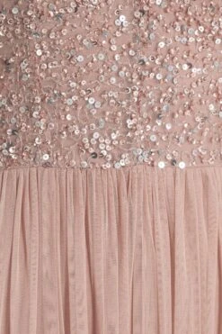 Rose Gold Sequin Midi Dress -Glamourista 00100036639 ZS