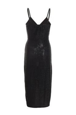 Black Sequin Wrap Midi Dress 10 Black Sequin Wrap Midi Dress -Glamourista 00100036644 ZB