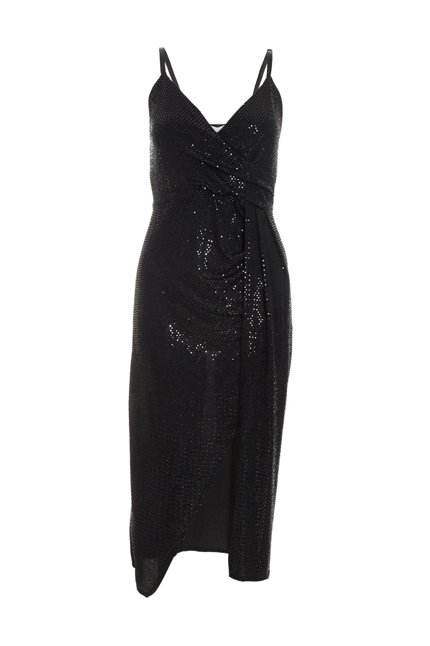Black Sequin Wrap Midi Dress 1 Black Sequin Wrap Midi Dress