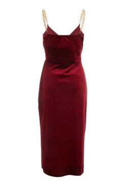 Berry Velvet Wrap Midi Dress -Glamourista 00100036645 ZB
