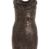 Gold Sequin Cowl Neck Mini Dress