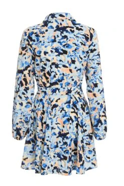 Blue Smudge Print Mini Shirt Dress -Glamourista 00100036686 ZB