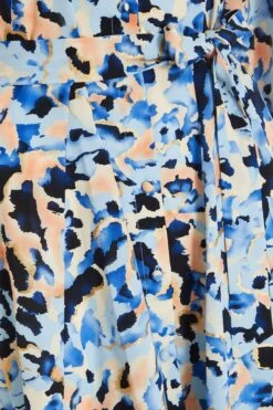 Blue Smudge Print Mini Shirt Dress -Glamourista 00100036686 ZS