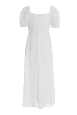 White Chiffon Floral Embroidered Midi Dress 10 White Chiffon Floral Embroidered Midi Dress -Glamourista 00100036690 ZB