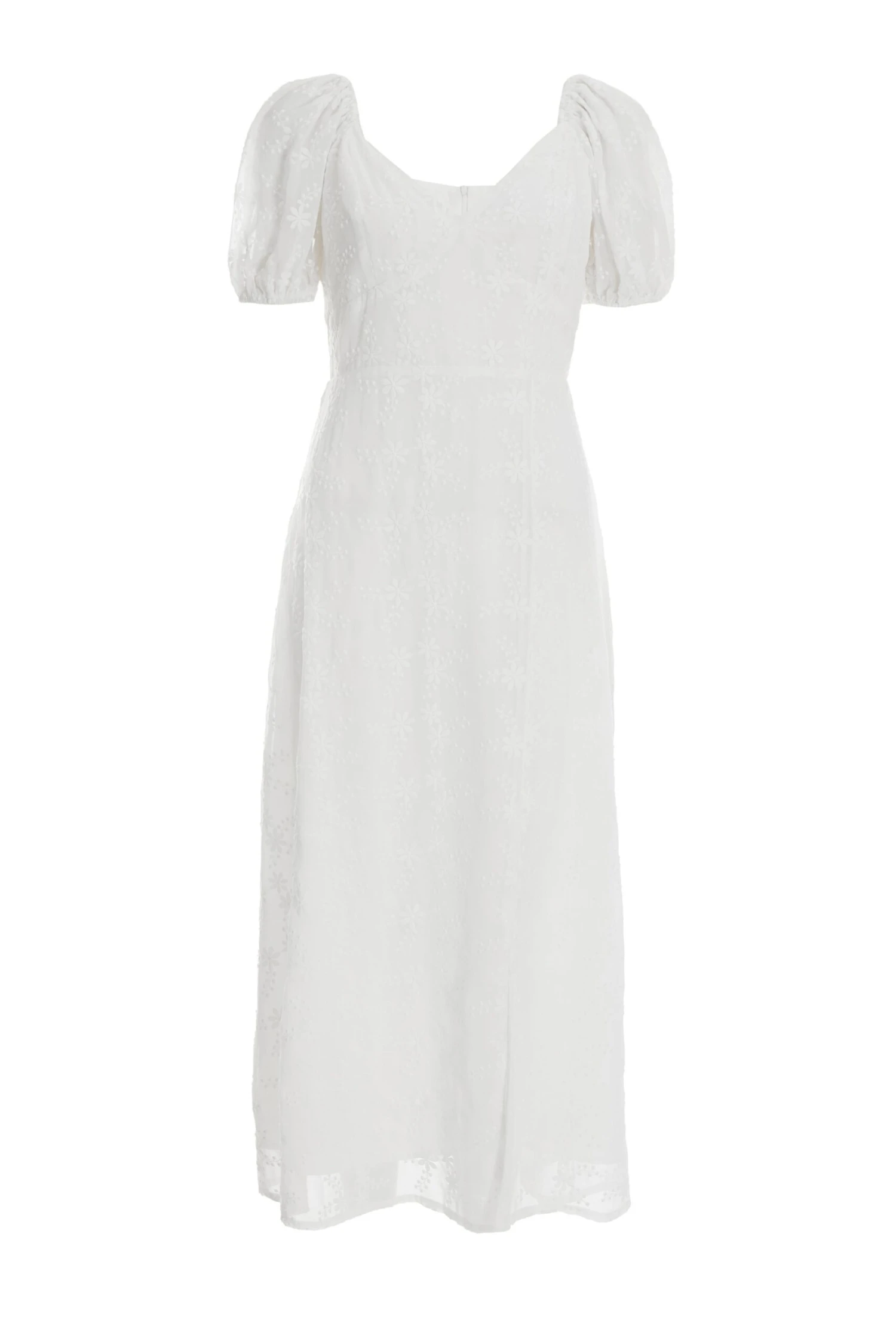 White Chiffon Floral Embroidered Midi Dress 1 White Chiffon Floral Embroidered Midi Dress