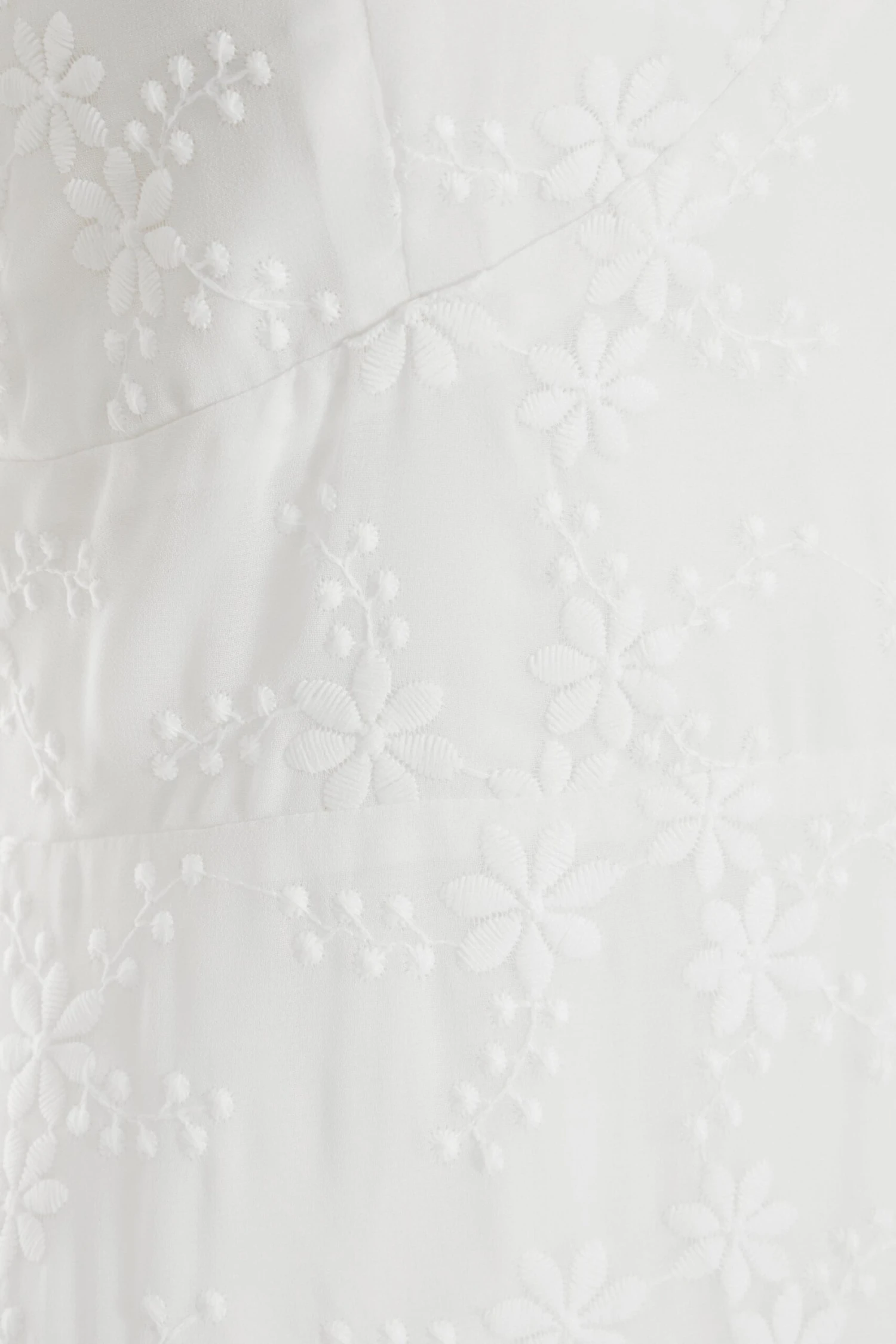 White Chiffon Floral Embroidered Midi Dress 6 White Chiffon Floral Embroidered Midi Dress - Image 6