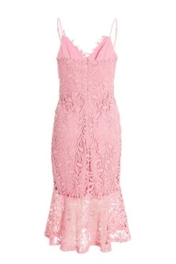 Pink Lace Fishtail Midi Dress -Glamourista 00100036732 ZB