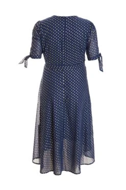 Curve Navy Chiffon Metallic Wrap Dress 10 Curve Navy Chiffon Metallic Wrap Dress -Glamourista 00100036806 ZB