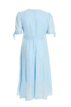 Curve Light Blue Chiffon Metallic Wrap Dress -Glamourista 00100036807 ZB