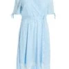 Curve Light Blue Chiffon Metallic Wrap Dress