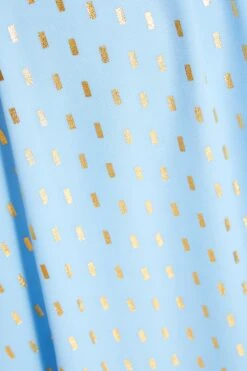 Curve Light Blue Chiffon Metallic Wrap Dress -Glamourista 00100036807 ZS