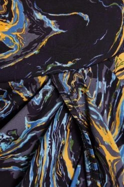 Petite Gold Marble Print Cold Shoulder Midi Dress -Glamourista 00100036808 ZS