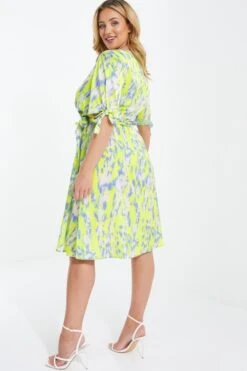 Curve Lime Marble Print Midi Dress -Glamourista 00100036812 XB