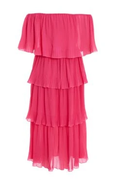 Pink Bardot Tiered Midaxi Dress -Glamourista 00100036816 ZB