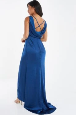 Navy Satin Maxi Dress 8 Navy Satin Maxi Dress -Glamourista 00100036820 XB