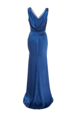 Navy Satin Maxi Dress 10 Navy Satin Maxi Dress -Glamourista 00100036820 ZB