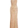 Rose Gold Sequin Halter Neck Fishtail Maxi Dress