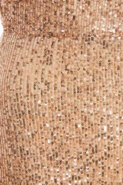 Rose Gold Sequin Halter Neck Fishtail Maxi Dress 11 Rose Gold Sequin Halter Neck Fishtail Maxi Dress -Glamourista 00100036824 ZS